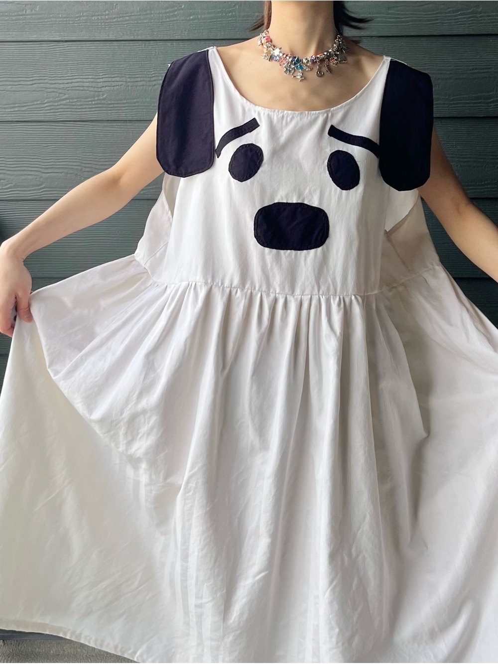Puppy Mood | Handmade Patchwork Puppy Face Dress SKU 07216 Plus Size - Picture 11 of 16